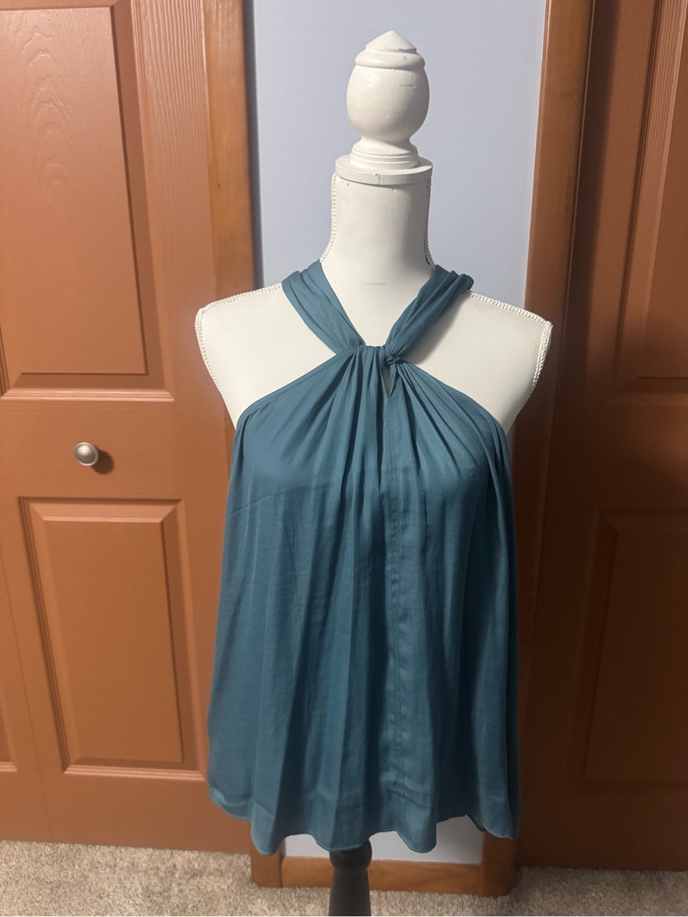 LOFT Teal Halter Twist-Neck Camisole